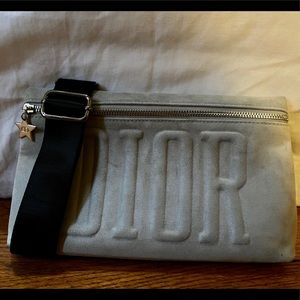 Grey suede pouch/cross body